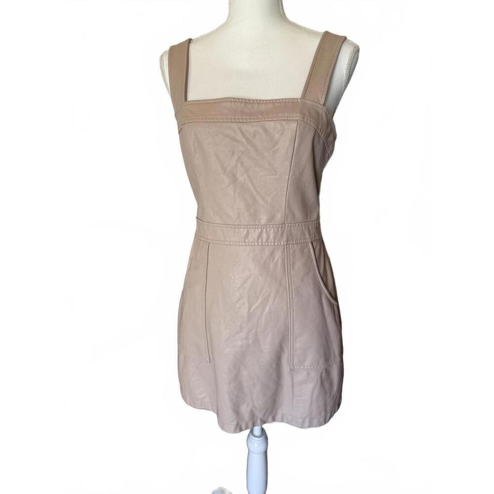 Amanda Uprichard Dull Light Pink Faux Leather Sleeveless Mini Dress, Medium